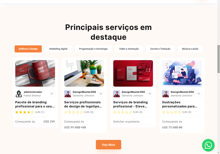 Sistema freelancer e venda de serviços
