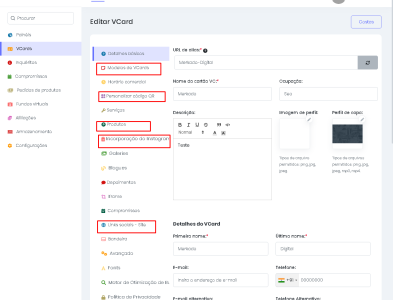 Construtor de Cartões de Visita Digital SaaS 7