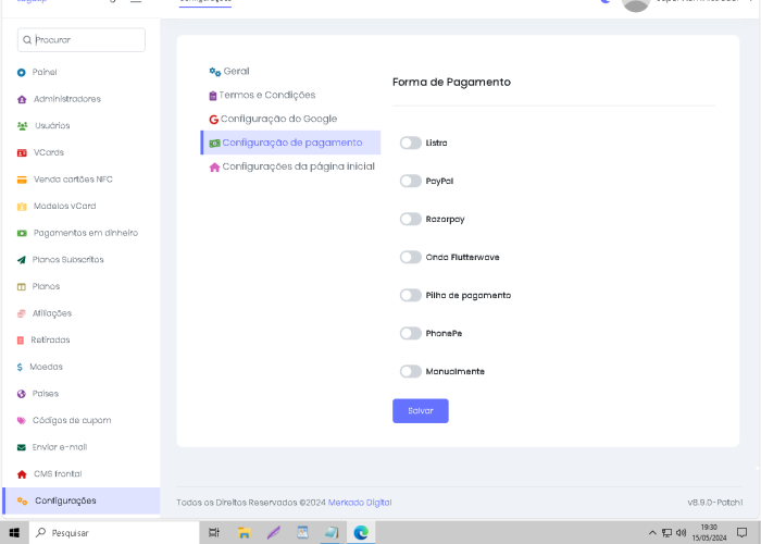 Construtor de Cartões de Visita Digital SaaS