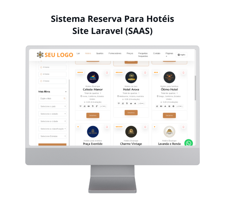 Sistema Reserva Para Hotéis Site Laravel (saas)