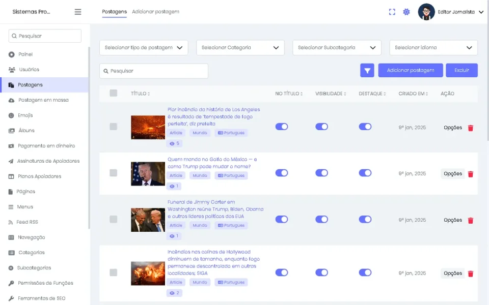 Portal de Notícias PHP CMS Laravel