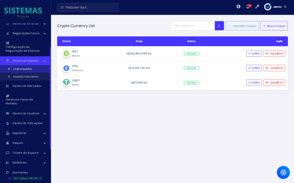 Exchange Criptomoedas SPOT, P2P e Futuros