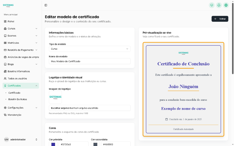 Sistema de Gestão de Aprendizagem (LMS) Laravel