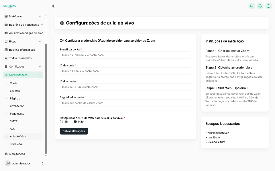 Sistema de Gestão de Aprendizagem (LMS) Laravel