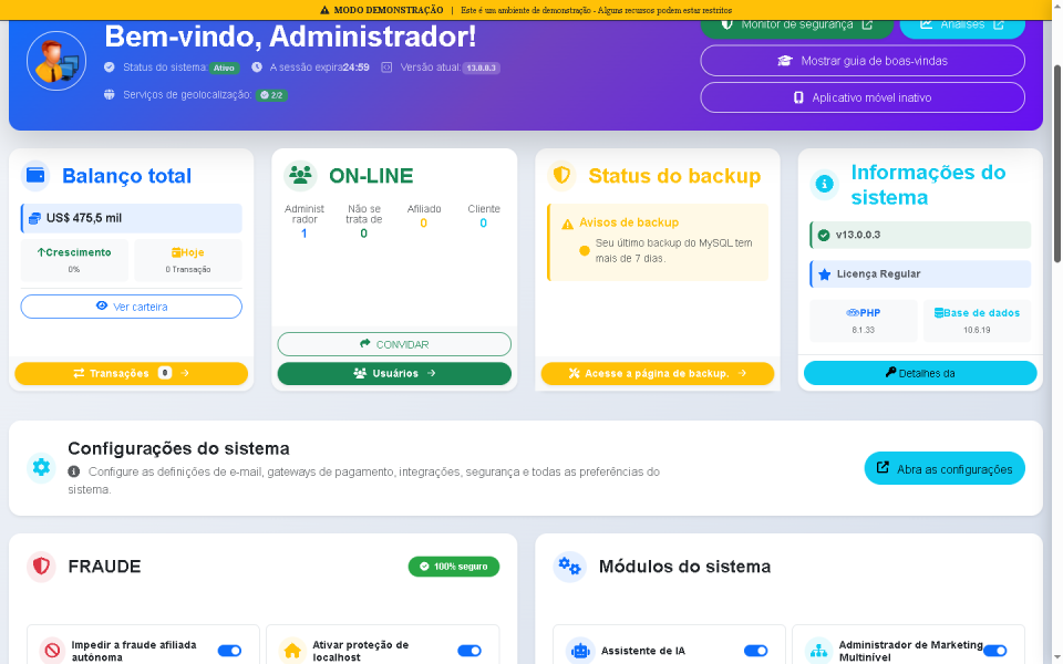 Sistema de Afiliados e Fornecedores Completo