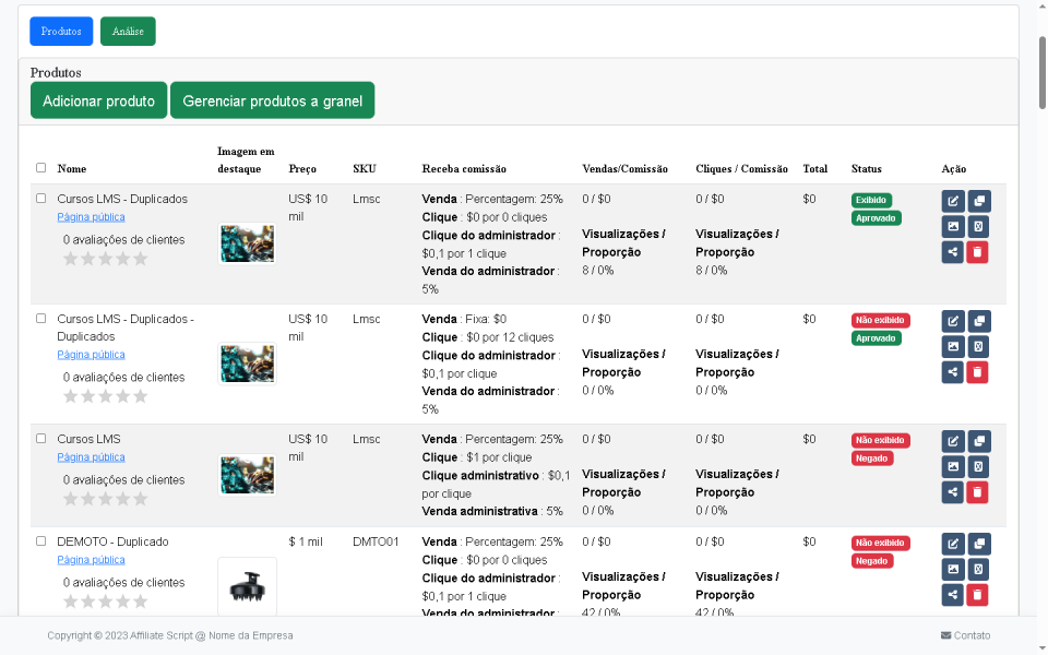 Sistema de Afiliados e Fornecedores Completo