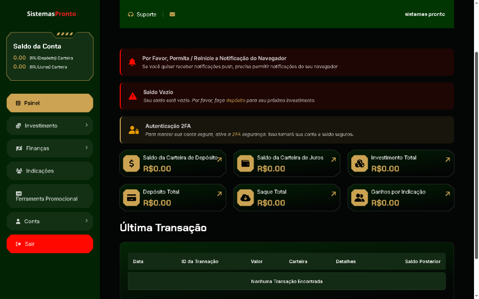 Sistema Completo de Investimento HYIP