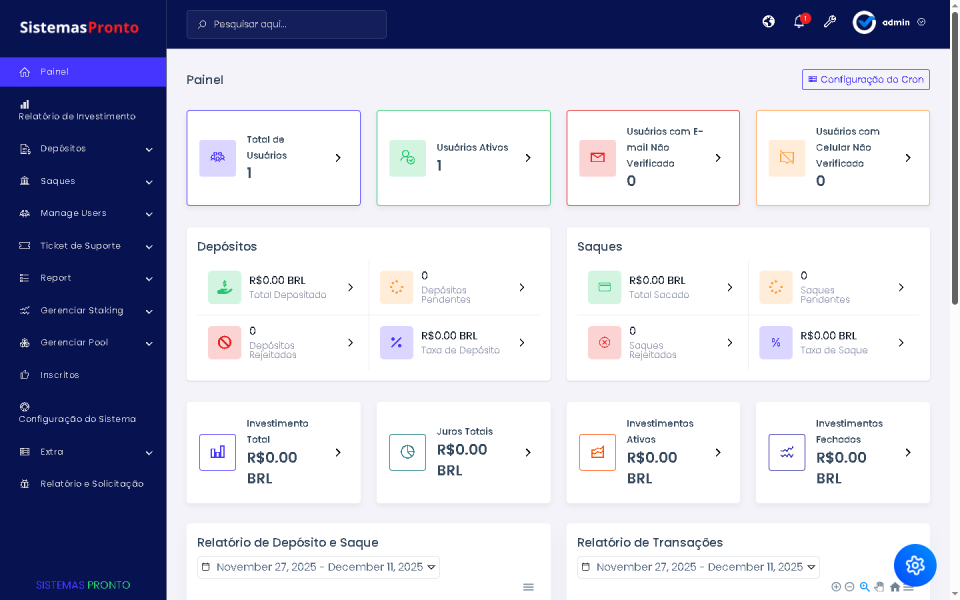 Sistema Completo de Investimento HYIP
